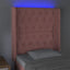 sengegavl med LED-lys 83x16x118/128 cm fløjl lyserød