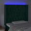 sengegavl med LED-lys 93x16x118/128 cm fløjl mørkegrøn