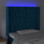 sengegavl med LED-lys 93x16x118/128 cm fløjl mørkeblå