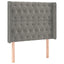 sengegavl med LED-lys 103x16x118/128 cm fløjl lysegrå