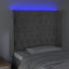 sengegavl med LED-lys 103x16x118/128 cm fløjl lysegrå