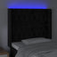 sengegavl med LED-lys 103x16x118/128 cm fløjl sort
