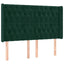 sengegavl med LED-lys 147x16x118/128 cm fløjl mørkegrøn