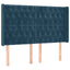 sengegavl med LED-lys 147x16x118/128 cm fløjl mørkeblå