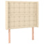 sengegavl med LED-lys 83x16x118/128 cm stof cremefarvet