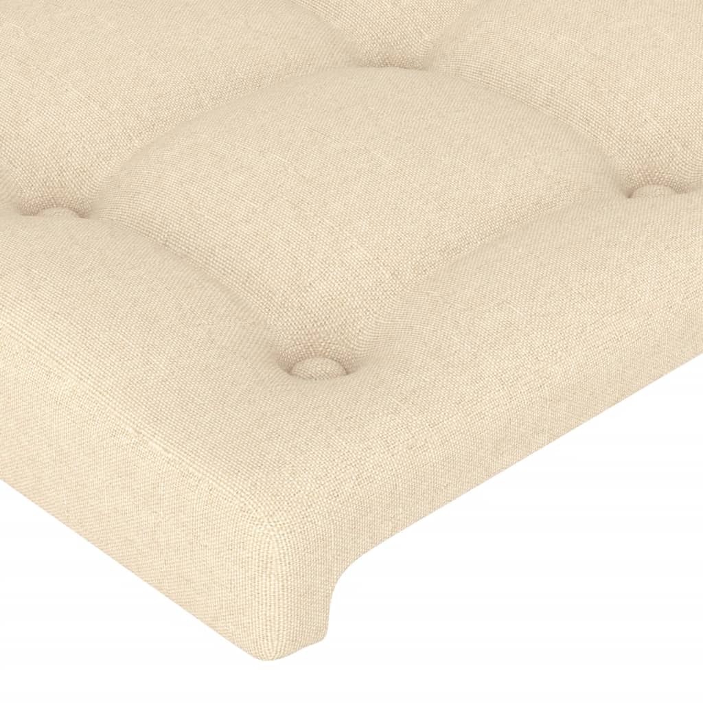 sengegavl med LED-lys 83x16x118/128 cm stof cremefarvet