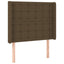 sengegavl med LED-lys 103x16x118/128 cm stof mørkebrun