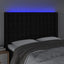 sengegavl med LED-lys 147x16x118/128 cm stof sort