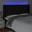 sengegavl med LED-lys 183x16x118/128 cm stof sort