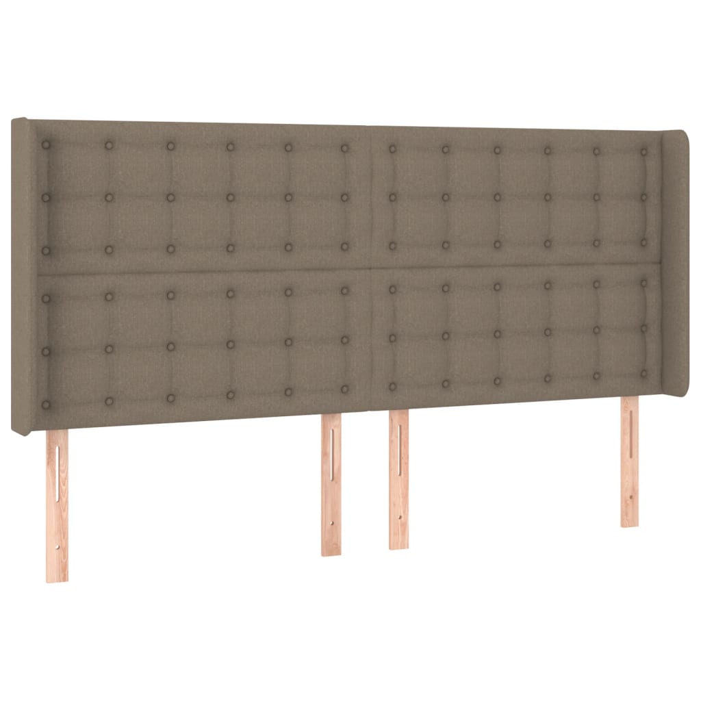 sengegavl med LED-lys 183x16x118/128 cm stof gråbrun
