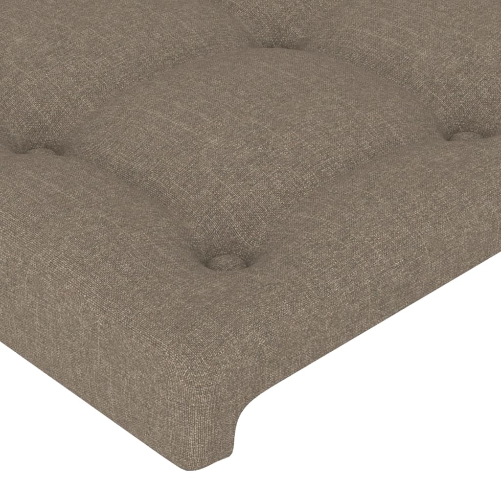 sengegavl med LED-lys 183x16x118/128 cm stof gråbrun