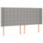 sengegavl med LED-lys 203x16x118/128 cm stof lysegrå