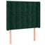 sengegavl med LED-lys 83x16x118/128 cm fløjl mørkegrøn