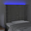 sengegavl med LED-lys 93x16x118/128 cm fløjl lysegrå