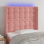 sengegavl med LED-lys 93x16x118/128 cm fløjl lyserød