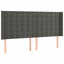 sengegavl med LED-lys 163x16x118/128 cm fløjl mørkegrå