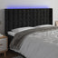 sengegavl med LED-lys 163x16x118/128 cm fløjl sort