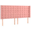 sengegavl med LED-lys 183x16x118/128 cm fløjl lyserød