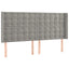 sengegavl med LED-lys 203x16x118/128 cm fløjl lysegrå