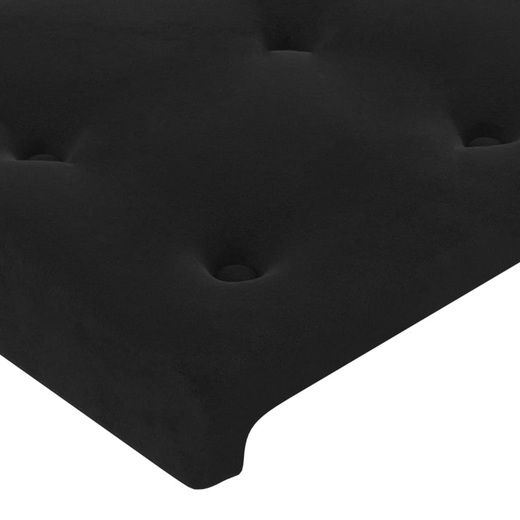 sengegavl med LED-lys 203x16x118/128 cm fløjl sort