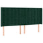 sengegavl med LED-lys 203x16x118/128 cm fløjl mørkegrøn