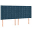 sengegavl med LED-lys 203x16x118/128 cm fløjl mørkeblå
