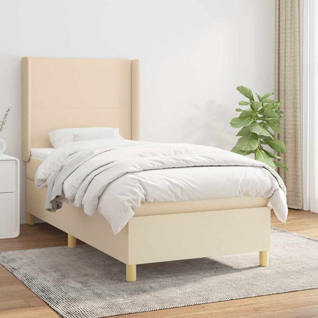 kontinentalseng med madras 90x200 cm stof cremefarvet