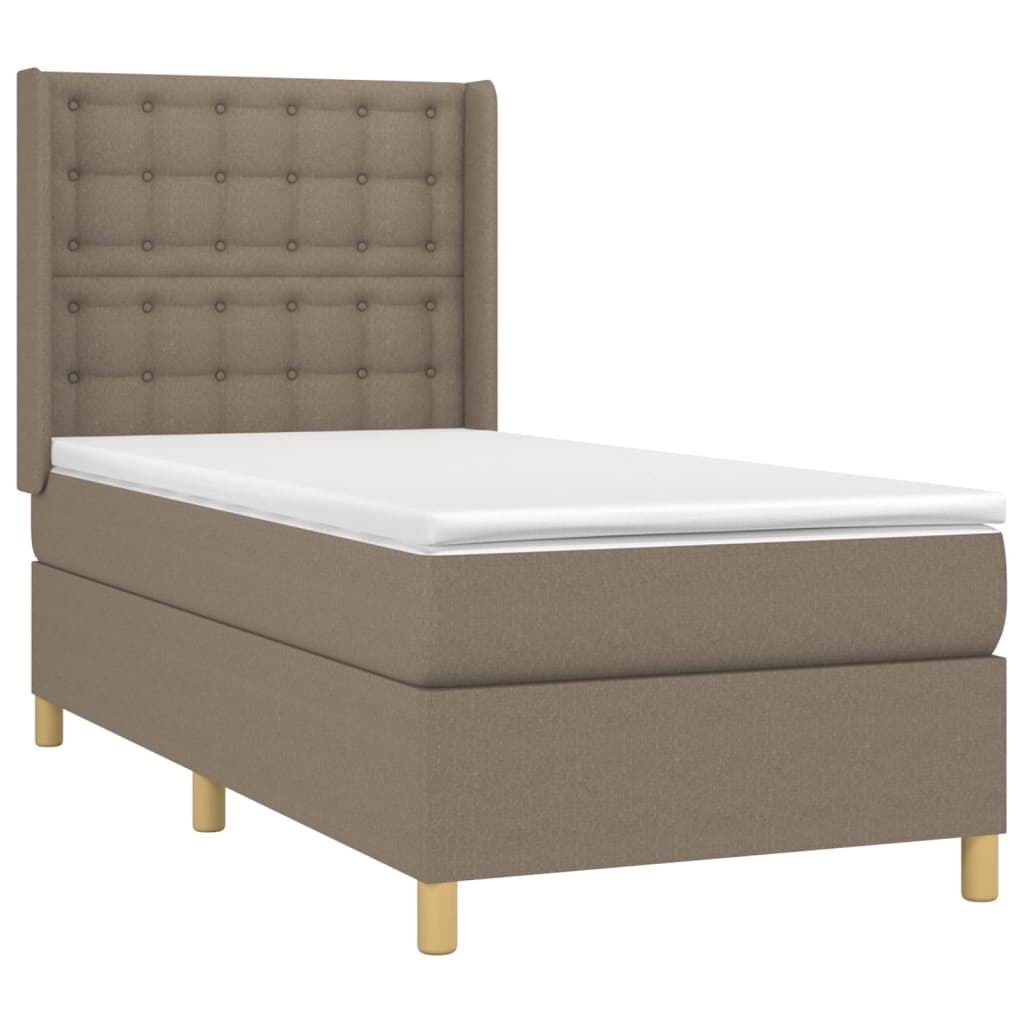 kontinentalseng med LED-lys 90x190 cm stof gråbrun