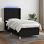 kontinentalseng med LED-lys 90x200 cm stof sort