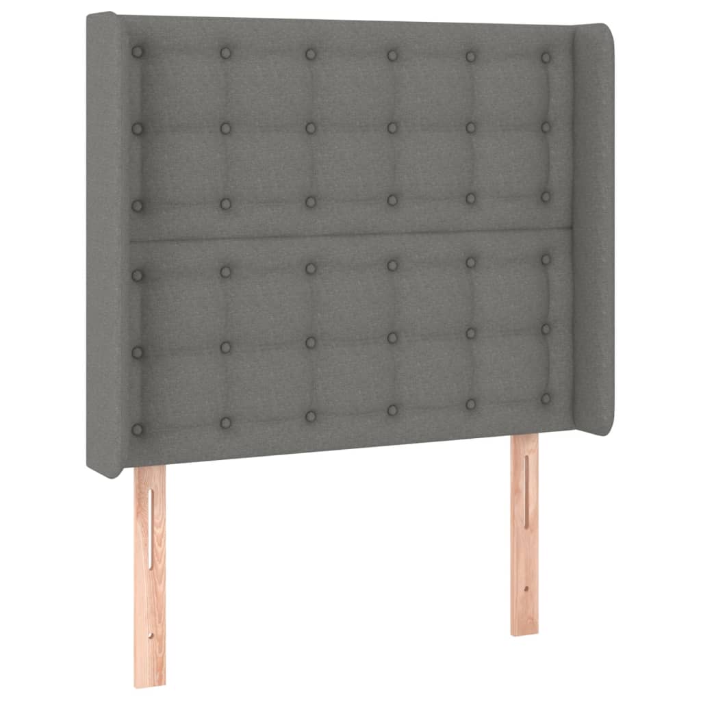 kontinentalseng med LED-lys 100x200 cm stof mørkegrå