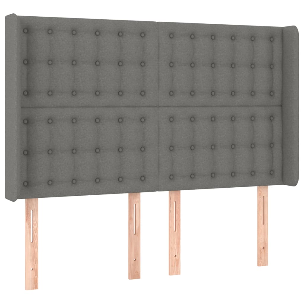 kontinentalseng med LED-lys 140x190 cm stof mørkegrå