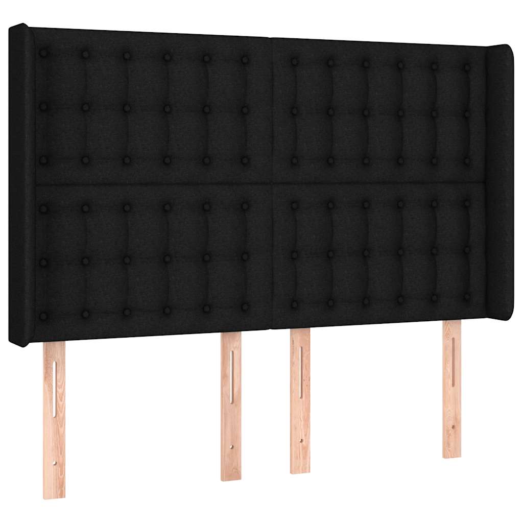 kontinentalseng med LED-lys 140x190 cm stof sort
