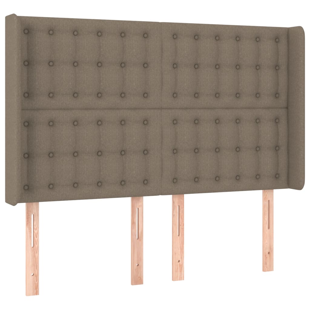 kontinentalseng med LED-lys 140x190 cm stof gråbrun