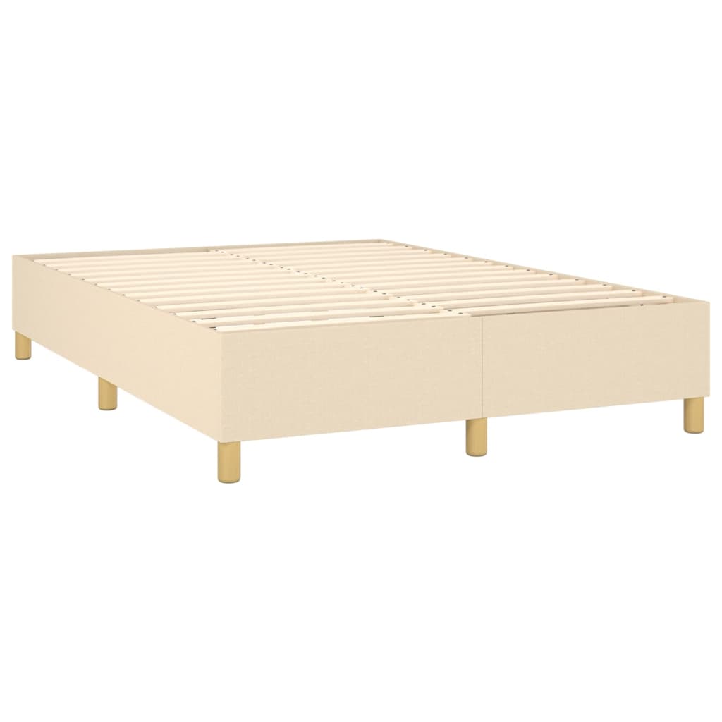 kontinentalseng med LED-lys 140x190 cm stof cremefarvet