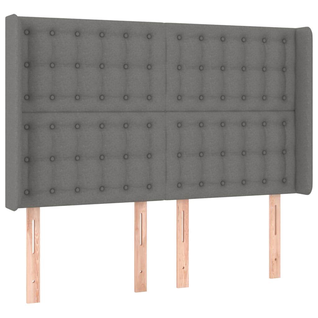 kontinentalseng med LED-lys 140x200 cm stof mørkegrå