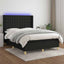 kontinentalseng med LED-lys 140x200 cm stof sort