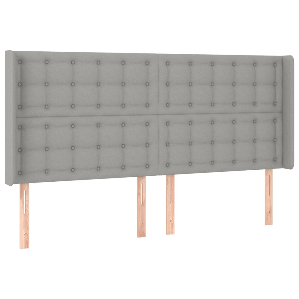 kontinentalseng med LED-lys 180x200 cm stof lysegrå