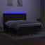 kontinentalseng med LED-lys 180x200 cm stof sort