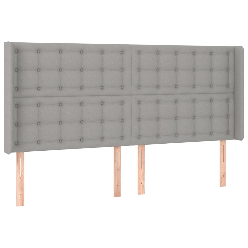 kontinentalseng med LED-lys 200x200 cm stof lysegrå