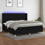 kontinentalseng med LED-lys 200x200 cm stof sort