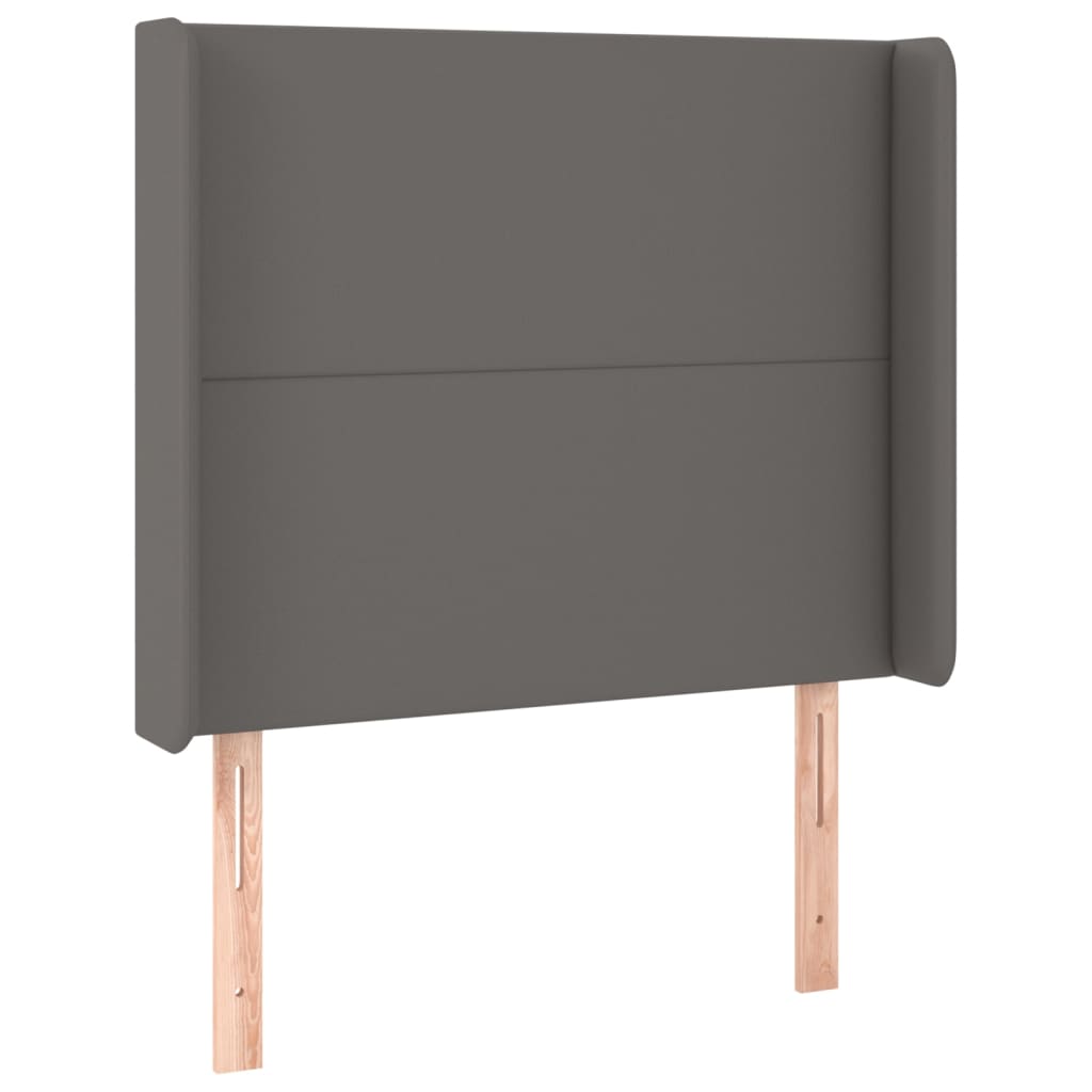 kontinentalseng med LED-lys 90x200 cm kunstlæder grå