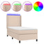 kontinentalseng LED-lys 90x200 cm kunstlæder cappuccinofarvet