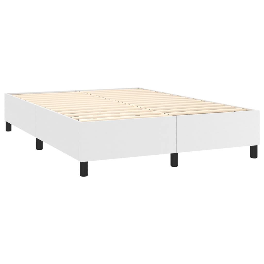 kontinentalseng med LED-lys 140x190 cm kunstlæder hvid