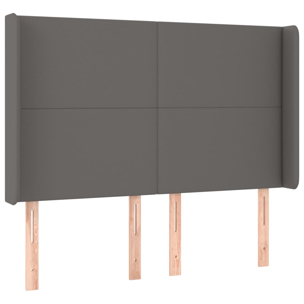 kontinentalseng med LED-lys 140x190 cm kunstlæder grå