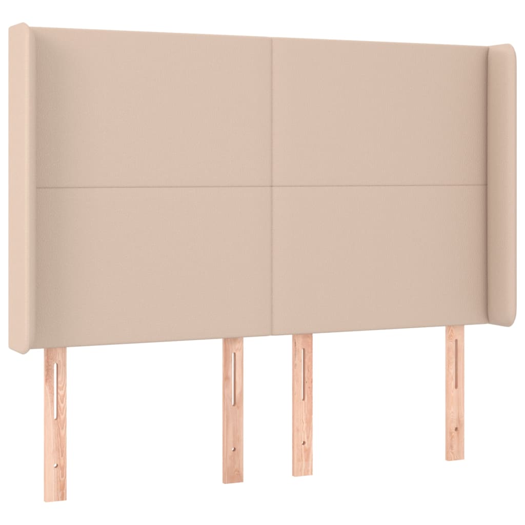 kontinentalseng LED-lys 140x190 cm kunstlæder cappuccinofarvet