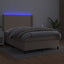 kontinentalseng LED-lys 140x200 cm kunstlæder cappuccinofarvet