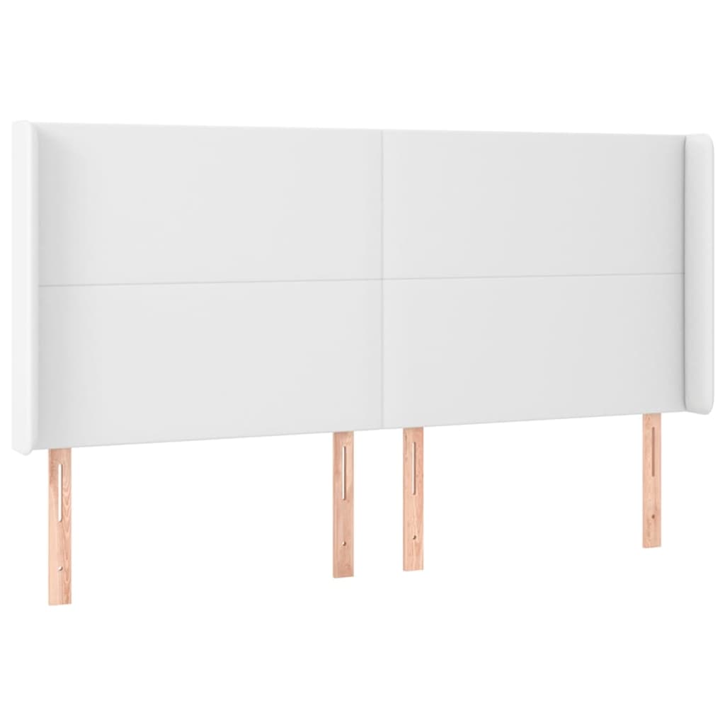 kontinentalseng med LED-lys 160x200 cm kunstlæder hvid