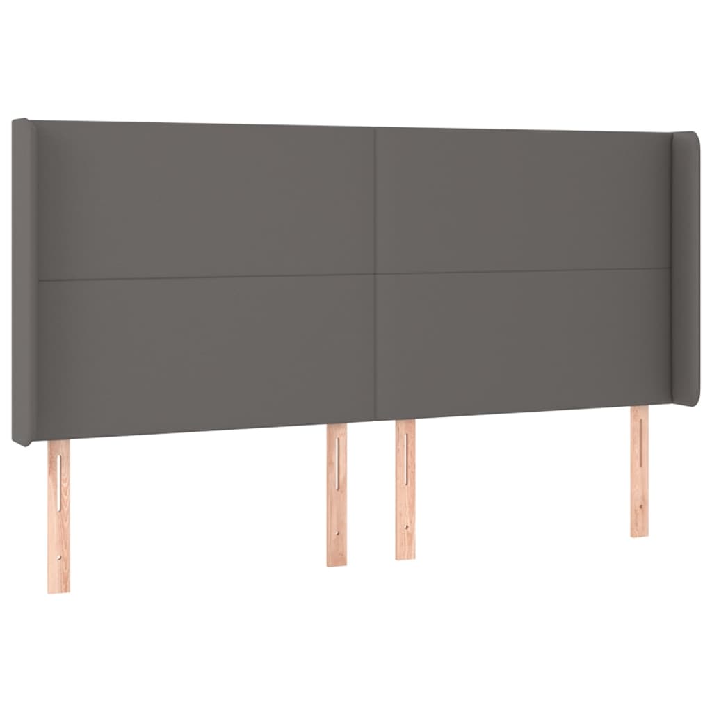kontinentalseng med LED-lys 180x200 cm kunstlæder grå