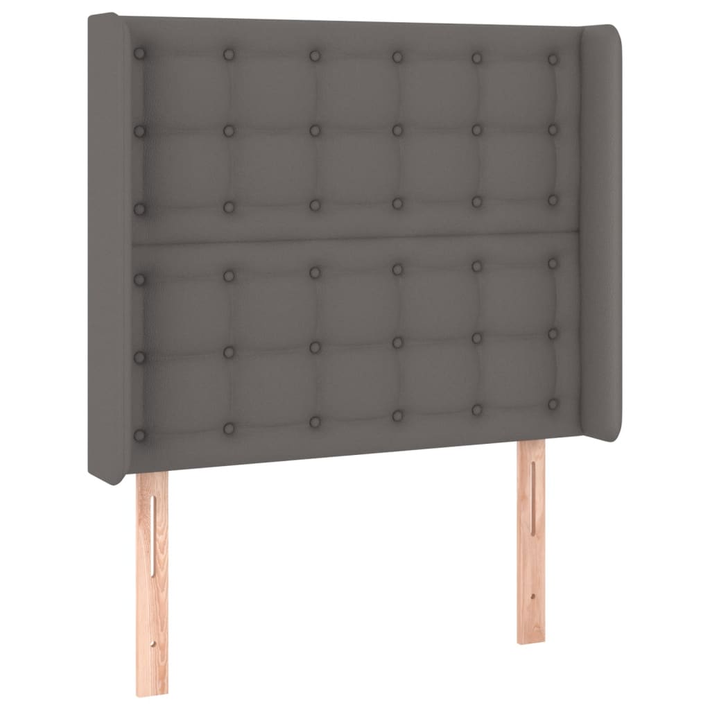 kontinentalseng med LED-lys 90x190 cm kunstlæder grå