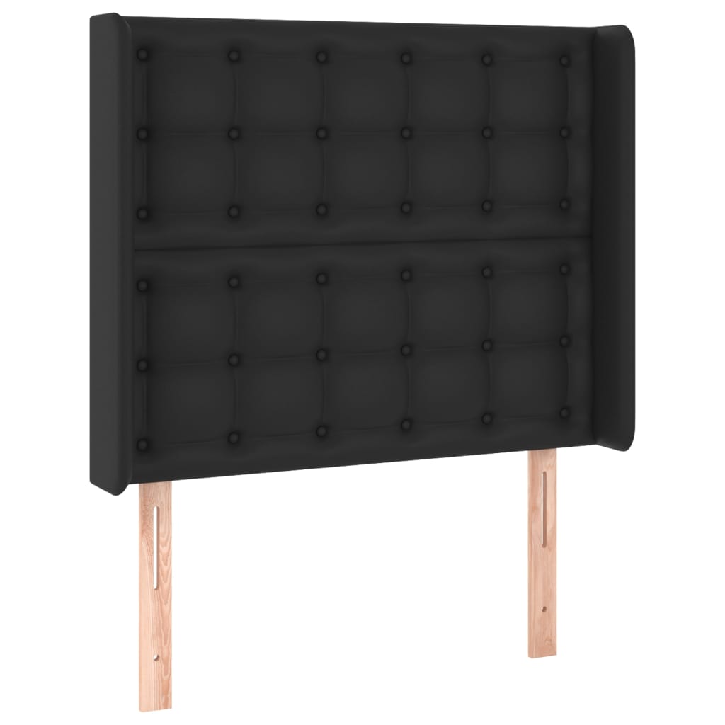 kontinentalseng med LED-lys 100x200 cm kunstlæder sort
